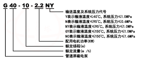 G型立式清水管道屏蔽泵型號(hào)意義